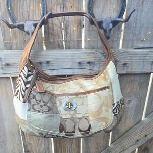 Y2K Collectible, Coach Signature Patchwork, nuetral beiges, Hobo style Handbag